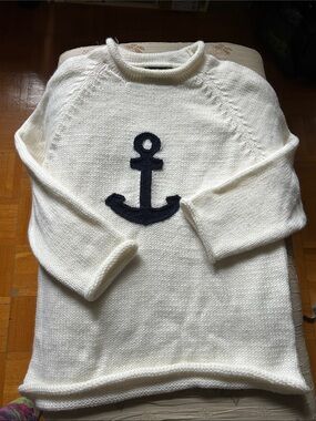 Classic Cream Anchor Knit Sweater - Women's